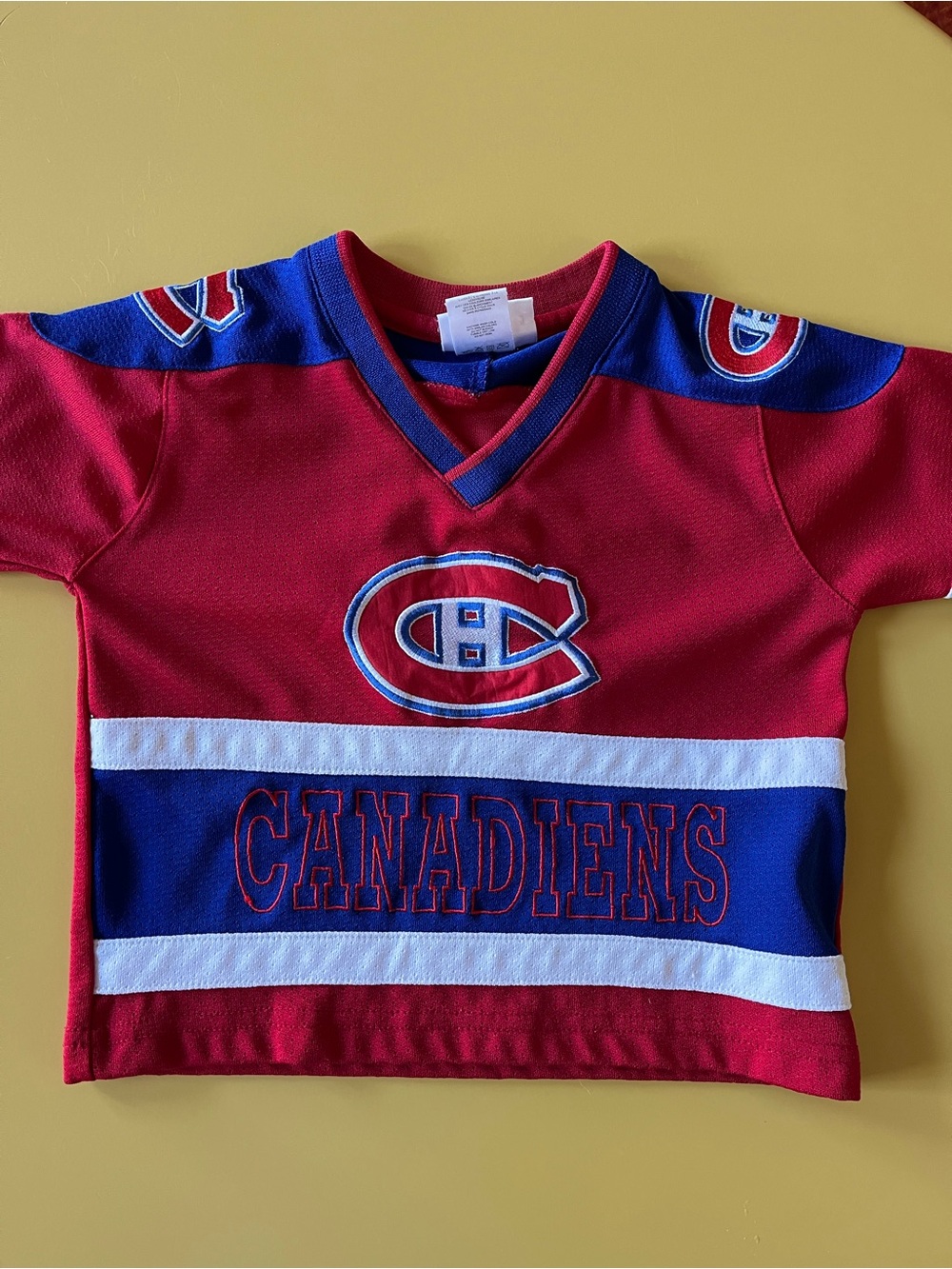 Kids Montreal Canadiens NHL MightyMac Red & Blue Jersey Top Size 12